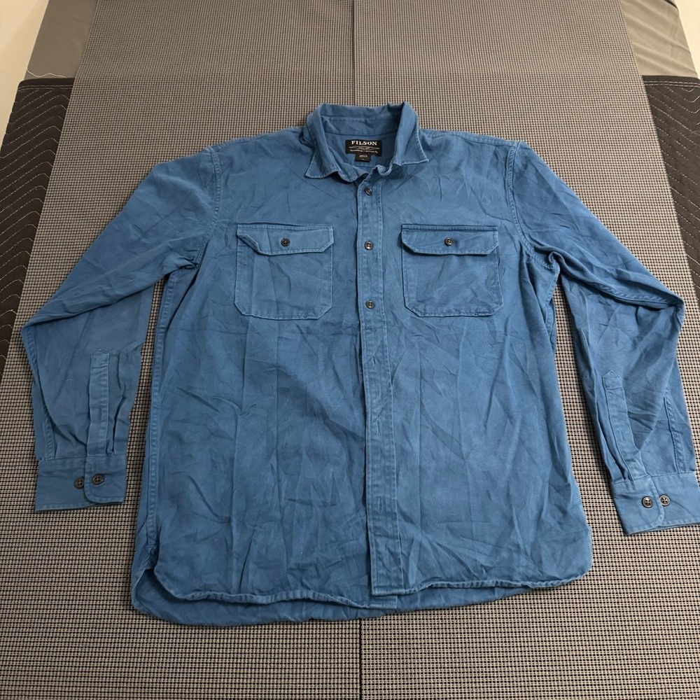 CC Filson Men's Field Flannel Shirt Blue Heavy cotton Size Large Button